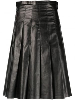Plisovaná kožená sukňa Kassl Editions čierna