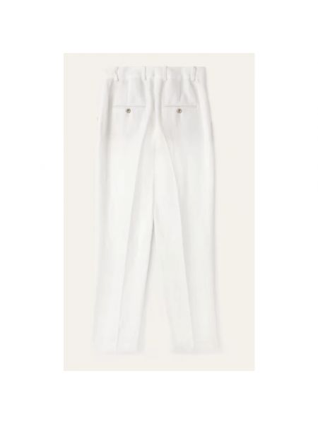 Lniane proste spodnie Loro Piana białe