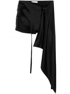 Černé drapované asymetrické sukně Ssheena