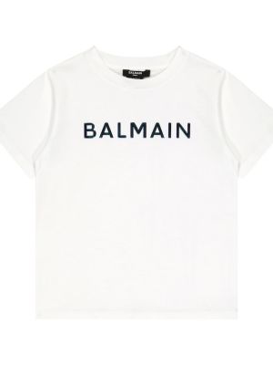 Bomull t-skjorte for jenter Balmain Kids hvit