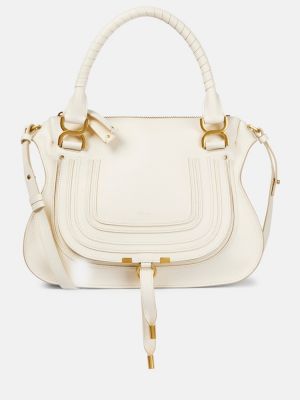 Kožená nákupná taška Chloã© biela