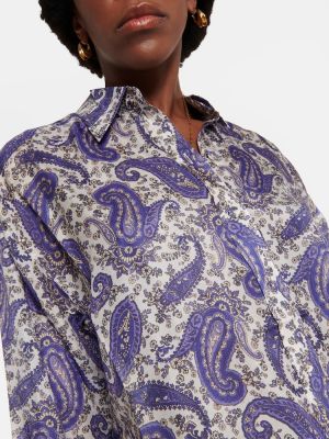Svilena košulja s printom s paisley uzorkom Zimmermann plava