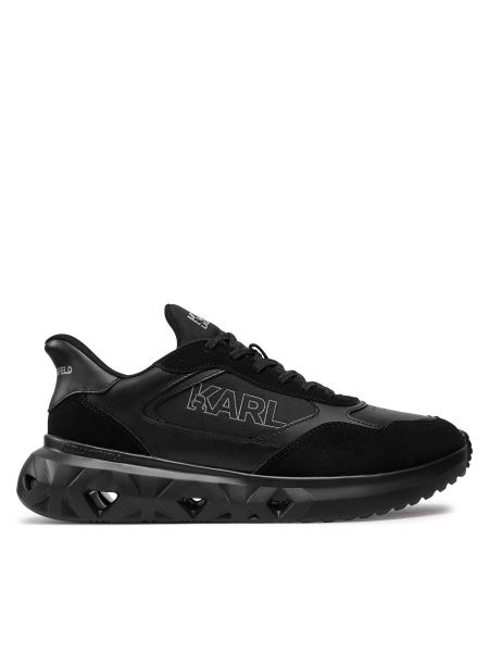 Sneakersy zamszowe skórzane Karl Lagerfeld czarne
