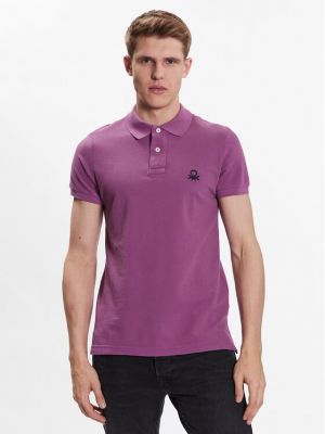 Polo marškinėliai United Colors Of Benetton violetinė