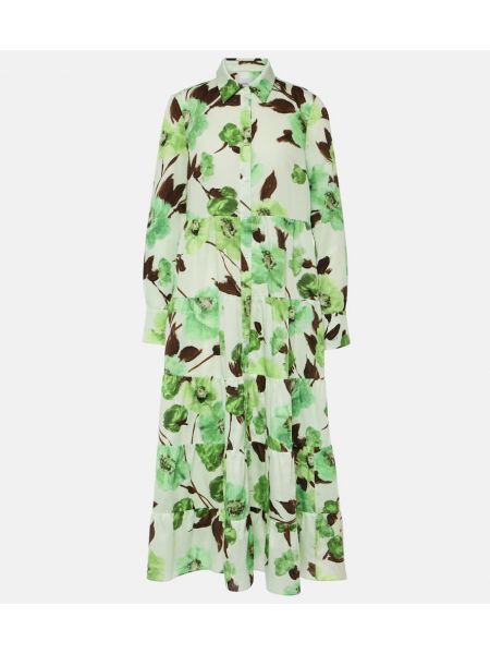 Floral bomull dress Erdem grønn