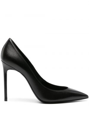 Кожени полуотворени обувки Saint Laurent Pre-owned черно