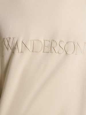 Haftowana bluza z kapturem bawełniana z dżerseju Jw Anderson beżowa
