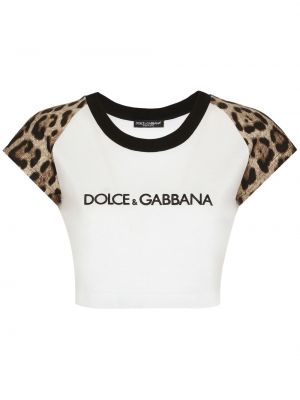 Koszulka bawełniana z nadrukiem w panterkę Dolce And Gabbana