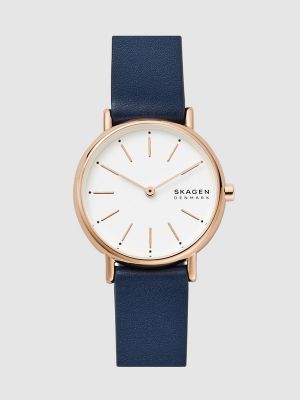 Кожаные часы Skagen синие