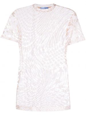 Μπλούζα με σχέδιο από διχτυωτό με μοτίβο αστέρια Mugler μπεζ