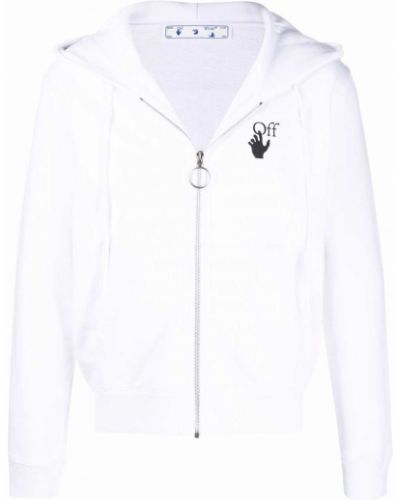 Hoodie med dragkedja Off-white vit