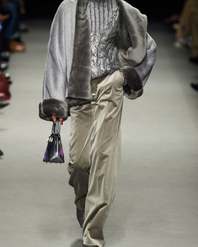 Bavlněné sametové kalhoty s vysokým pasem Alberta Ferretti šedé