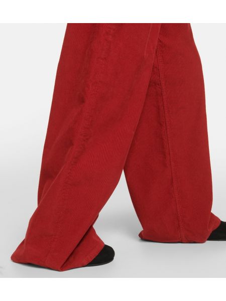 Pantalones de pana de algodón bootcut The Row rojo