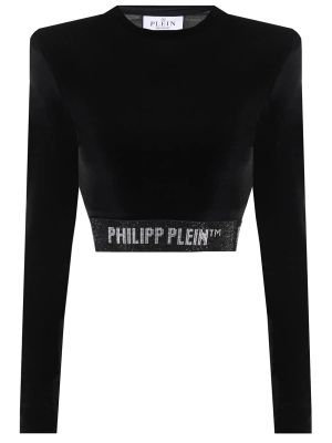 Черный велюровый топ Philipp Plein
