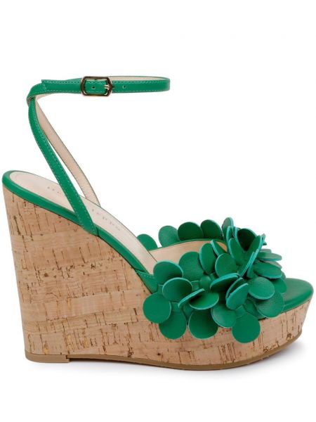 Kožené sandály na klínovém podpatku Dee Ocleppo zelené