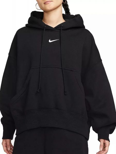 Флисовый пуловер с капюшоном свободного кроя Nike черный