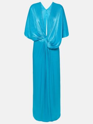 Midi haljina s draperijom Costarellos plava