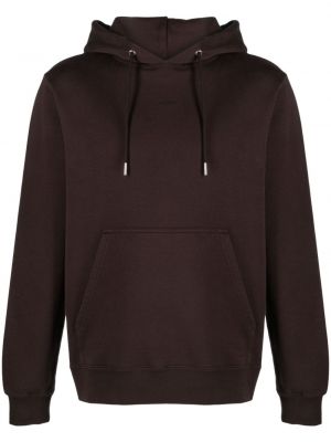 Pamučna hoodie s kapuljačom s vezom Sandro smeđa