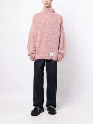 Sweter z przetarciami Maison Mihara Yasuhiro różowy