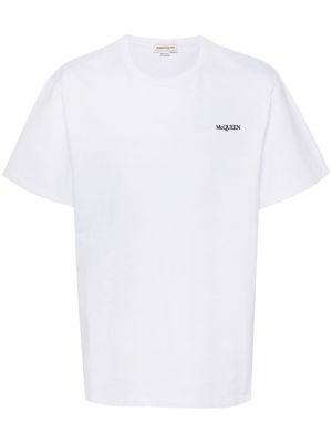 Bavlnené tričko s výšivkou Alexander Mcqueen biela