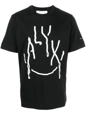 Abstraktas kokvilnas t-krekls ar apdruku 1017 Alyx 9sm melns
