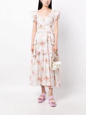 Bavlněné šaty s otevřenými zády Needle & Thread růžové