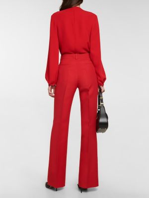 Pantaloni dritti di lana di seta Valentino rosso
