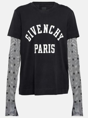 Džerzej bavlnené tričko s dlhými rukávmi Givenchy - čierna