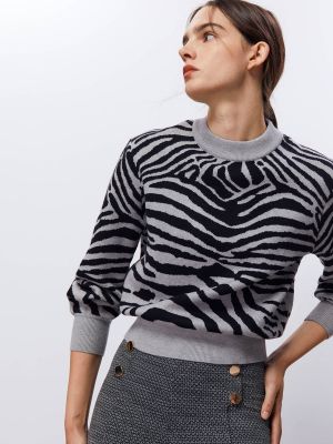 Jersey de tela jersey de tejido jacquard con rayas de tigre Sfera gris