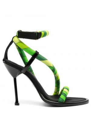 Sandali con stampa Pucci verde