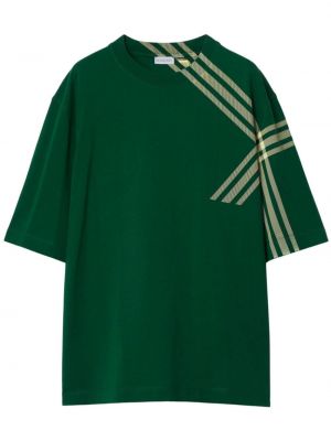 Kockované bavlnené tričko s potlačou Burberry zelená