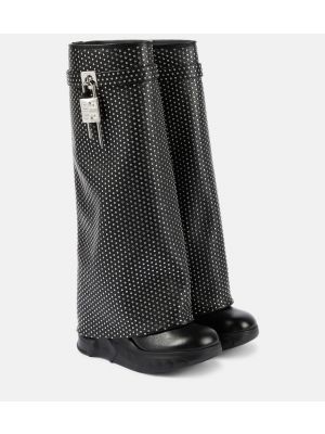 Usnjene gumijasti škornji z žeblji Givenchy črna