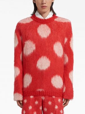 Dzianinowy sweter w grochy Marni czerwony