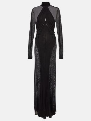 Priehľadné dlouhé šaty Isabel Marant čierna