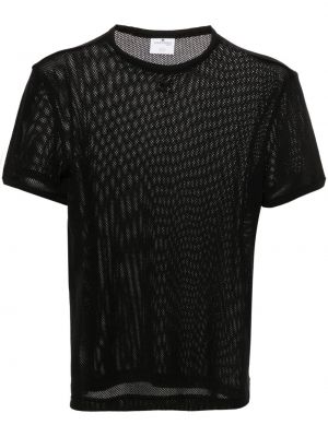 Мрежеста тениска с кръгло деколте Courreges черно