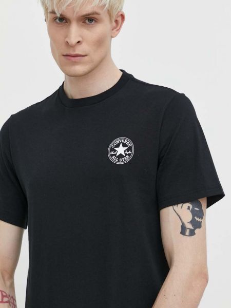 Koszulka bawełniana z nadrukiem Converse czarna