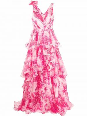 Kvetinové večerné šaty Marchesa Notte ružová
