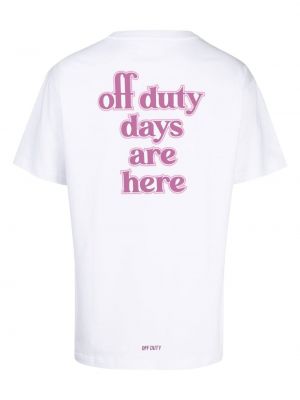 Kokvilnas t-krekls ar apdruku Off Duty balts