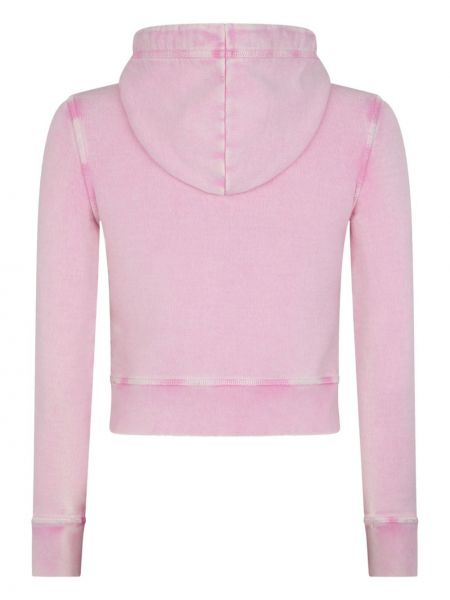 Kokvilnas kapučdžemperis ar apdruku Dsquared2 rozā