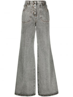 Zvonové džíny s výšivkou Etro šedé