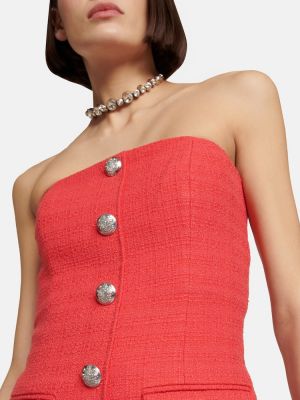 Mini vestido de algodón de tweed Veronica Beard rojo