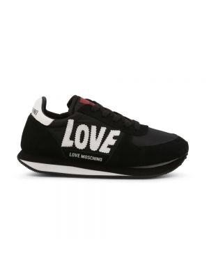 Haftowane sneakersy z okrągłym noskiem Love Moschino czarne