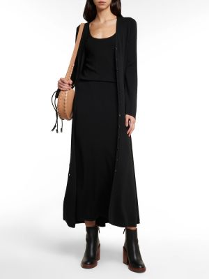 Sukienka długa na guziki wełniana puchowa Chloã© czarna