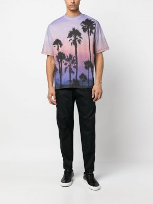 Raštuotas medvilninis marškinėliai Pt Torino violetinė