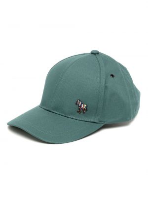 Haftowana czapka z daszkiem w zebrę Ps Paul Smith zielona