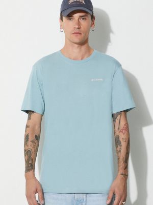 Памучна тениска с дълъг ръкав с принт Columbia синьо