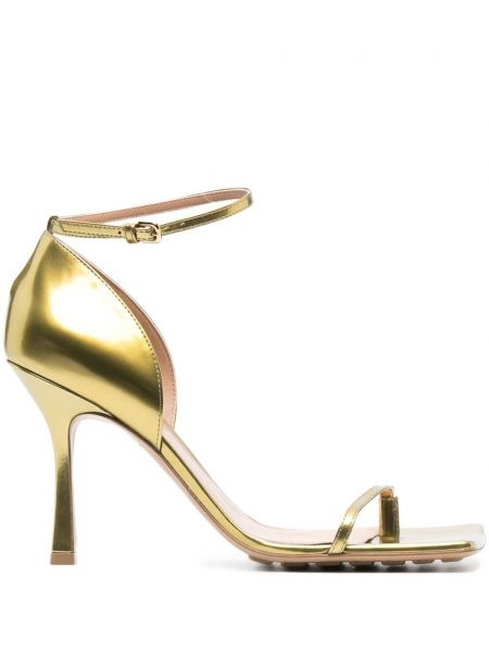 Kožne sandale s remenčićima Bottega Veneta zlatna