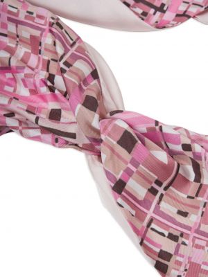 Kostkovaný hedvábný šál Ferragamo růžový