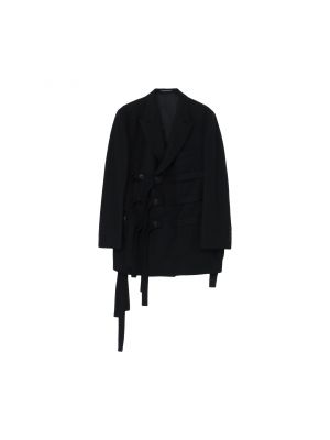 Yohji Yamamoto Двубортный пиджак с W-поясом черный