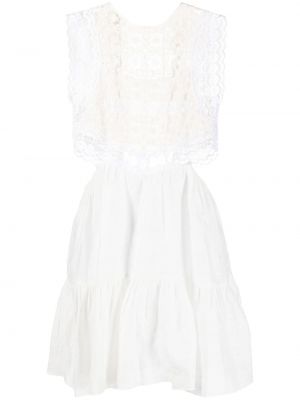 Кружевное ажурное платье мини на шнуровке Sandro, белое